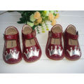 Patent Leather Toddler Girl Squeaky Shoes with Sliver Crown&Shining Stones